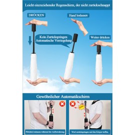 AKINOYAMA Pocket Umbrella Open-Close Automatic Safety Easy to Use Extra Light 230 g Windproof Sun Protection Umbrella Outdoor UV Folding Umbrella for Adults and Children, black