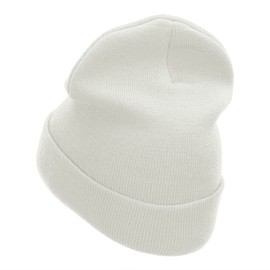 London Big Ben Embroidered 12 Inch Long Knitted Beanie - White OSFM