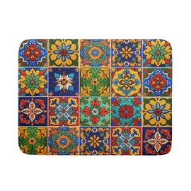 Mexican Tiles Dish Drying Mat for Kitchen Counter Absorbent Microfiber Dish Drying Pad Kitchen Gadgets Multi-use