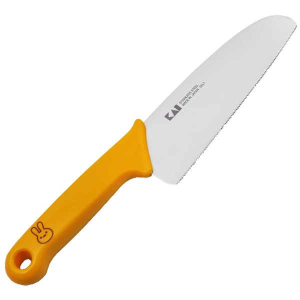 Kai Corporation FG5001 Little Chef's Club Kid's Knife, Serrated Blade, Rabbit, Yellow, Made in Japan