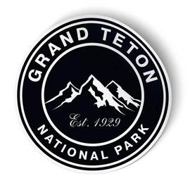 Squiddy Grand Teton National Park - Vinyl Sticker Decal for Phone, Laptop, Water Bottle (2" Tall)