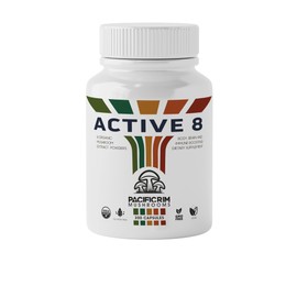 Pacific Rim Mushrooms Performance Supplement - Active 8 Organic Mushroom Capsules (300 Veggie Caps) Organic Lion's Mane, Reishi, Cordyceps, Maitake, Shiitake, Turkey Tail, Chaga, and Himematsutake