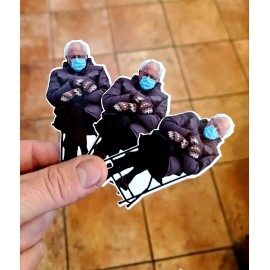 3-Pack Bernie Sanders Meme Photo Vinyl Sticker 3.25" x 1.5" Funny Mittens 2021