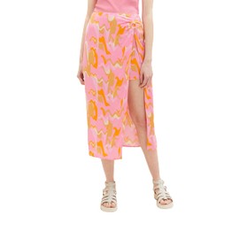 TOM TAILOR Denim Women's Skirt with Slit & Pattern, 31704 - Abstract Pink Print