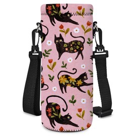 RICHEN Neoprene Water Bottle Carrier Bag with Adjustable Shoulder Strap,Insulated Water Bottle Cover for 1000ml/32oz Stainless Steel/Glass/Plastic Bottles (BC-51,1000ml)