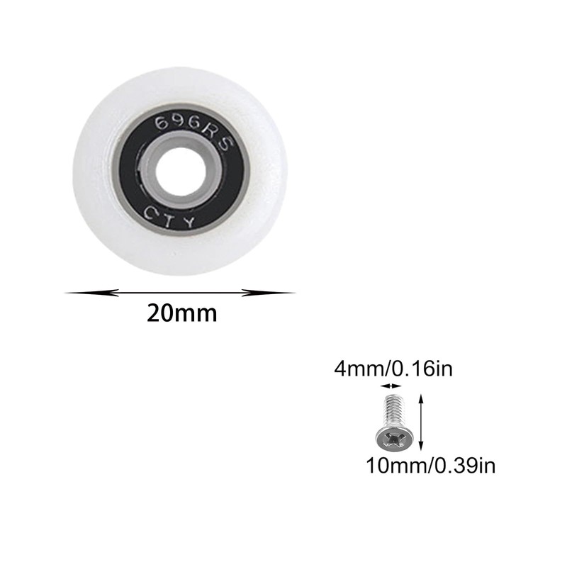 Vokenforu 8 Pcs Shower Door Rollers, Diameter 20mm, White