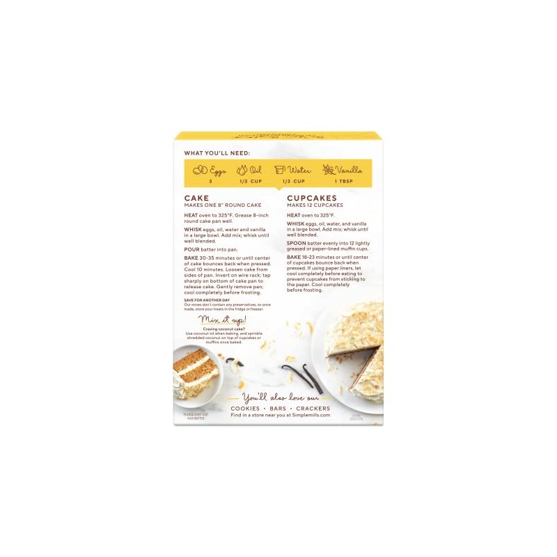 Simple Mills Almond Flour Mix, Vanilla Cupcake & Cake, 11.5
