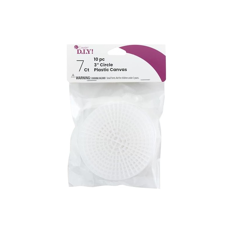 Cousin DIY #7 Size Plastic Stitching Canvas, Round 3", 10/Pkg