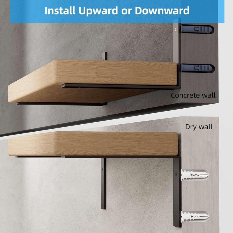 6-Pack Heavy Duty 6-Inch Black Shelf Brackets, L Shelf Bracket