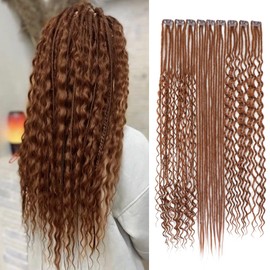Ajsowju Clip in Dreadlock Extension Sets,9PCS 36 Strands 3 Styles in 1Mixed Boho Curly Ended Clip in Dreadlock 24inches Thin Soft Dread Extenisons for Women (30#,9 Clips)