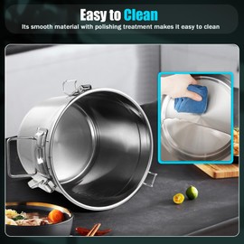 kunghei 304 Stainless Steel Containers Pail Metal Canisters Bucket, Flour Rice Grain Coffee Bean Cookies Containers Airtight Canister With Lid and Locking Clamp for Kitchen (6L/1.6Gal)