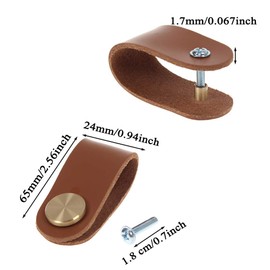 VIDELLY 6 Pieces Leather Handle Pulls Handmade Leather Cabinet Drawer Handle Modern Leather Cabinet Door Knobs Pull Handle with Brass Screw Cupboard Cabinet Handle Door Pull Decorative Hardware,Yellow