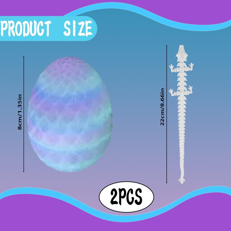 3d Printed Dragon, Dragons Eggs With Dragons Inside, Glow In