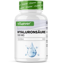 vit4ever Hyaluronic Acid - 120 Capsules with 500 mg Hyaluronic Acid for 4 Months - 500-700 kDa - From Vegetable Fermentation - No Unwanted Additives, High Dose, Vegan