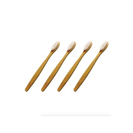 Eco-Friendly Natural Bamboo Toothbrush - Organic, BPA Free and Durable with Ergonomic Handle (4-Pack: Hard Nylon Bristles)