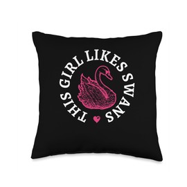 Ironic Swan Outdoor Willife Animals Girl Likes Cute Swans Puristic Wildlife Animal Designs Throw Pillow, 16x16, Multicolor