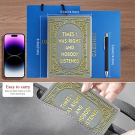 Times I was Right and Nobody Listened Faux Leather Notebook Gift for Women Men,A5 Lined Leather Journal Notebook,200 Pages 100 Gsm Thick Ruled Paper With Pen,Employee Appreciation Gifts Funny Gag Gift for Coworker Friends (Times I was Grey)