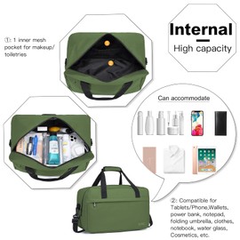 Kono 35x20x20 Holdall Cabin Luggage Travel Bag Under Seat Flight Bag with Shoulder Strap 14L (Green)