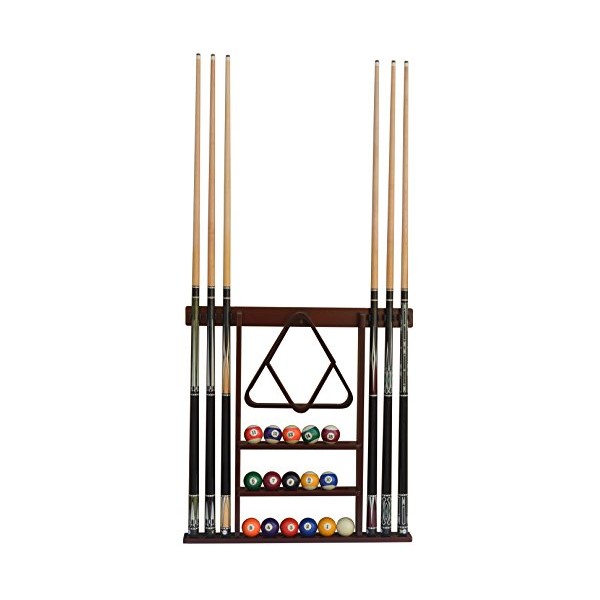 Flintar Wall Cue Rack, Premium Billiard Pool Cue Stick Holder, Made of Solid Hardwood, Improved Direct Wall Mounting, Cue Rack Only (Cues, Balls and Ball Rack not Included), Mahogany Finish