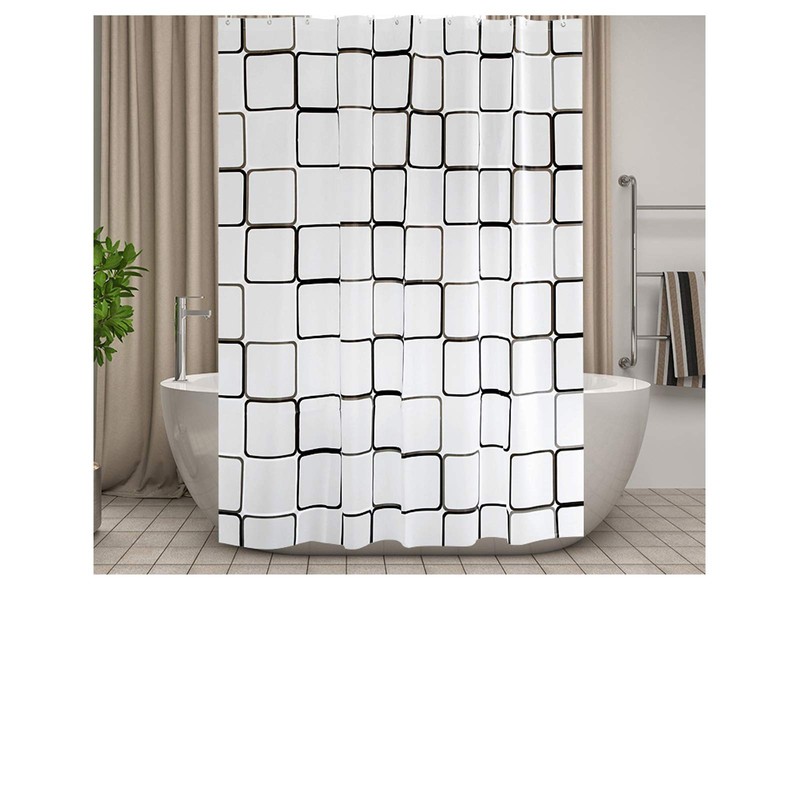 Nordic Style Fashion Shower Curtain with Plastic Hooks PEVA Large