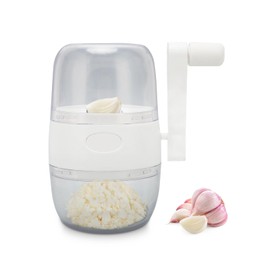 Nut Mill, Spice Mill, Hand Crank, Stainless Steel Blades, Nut Chopper, Manual Nut Mill, Hand Crank, Nut Mill with Non-Slip Handle for Garlic, White
