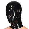 Black Latex Hooded Masks,Handmade Rubber Hood Mask with Back Zipper
