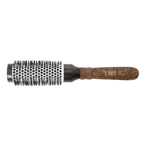 Ibiza Hair Professional Ceramic Round Brush (CC3, 50mm), Carbon Fiber/Nylon Bristles & Ergonomic Cork Handle, Heat Resistant Ionic Hair Brush to Reduce Frizz & Static Electricity