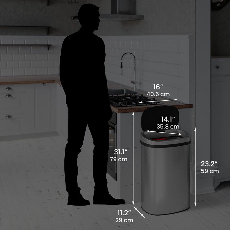 iTouchless Push-Top Lid 13 Gallon Trash Can with Odor Control
