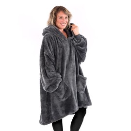Snug Rug Wearable Blanket Hoodie Sherpa Fleece Adults Size Hooded Hoody Unisex (Slate Grey)