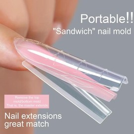 256개/박스 네일 샌드위치 듀얼 폼 팁 젤 시스템 풀 커버 연장 [01 A] 256 Pieces/Box Nail Sandwich Dual Form Tip Gel System Full Cover Extension [01 A]