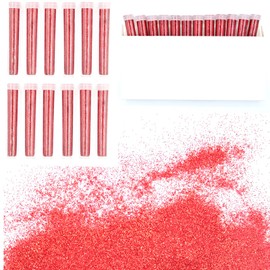 Red Glitter, 12 Bottle Extra Fine Glitter for Epoxy Resin, Craft Glitter Powder for Nail Art Body Face Eye Hair Makeup, Bulk Colorful Glitter for Candle DIY Glitter Crafts Making