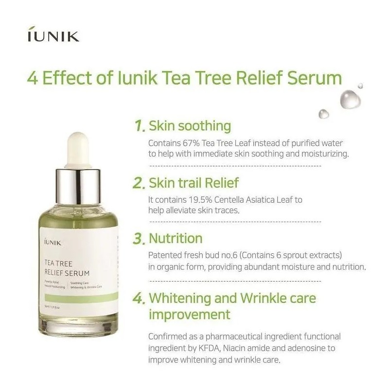 IUNIK Sérum Tea Tree Relief 50ml Calmante Antiacné Para Piel