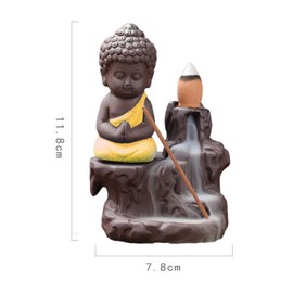 Mumusuki Quemador de Incienso de Reflujo, Quemador de Incienso de Cascada de Cerámica, Conos de Incienso, Soporte para Palos, Reflujo de Cascada para Decoración del Hogar (Amarillo Dorado)