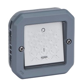LEGRAND, Plexo New 069728L Wet Room 2-Pin Surface-Mounted Off Switch with Control Function, Integrated Indicator Light, IP55 - IK07, 16 Amps, 250 Volts, Colour: Grey