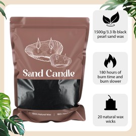 Nuanchu 3.3 lb Candle Sand DIY Pearled Candle Making Kit Included 20 Pcs Wicks and Refillable Beaded Wax Sand Beaded Wax Gift with Wicks Self Extinguish for Home Wedding Party (Black)