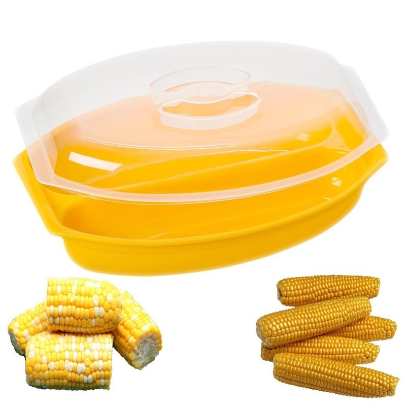 Sweet Corn Microwave Cooker/Corn Steamer with Vented Lid - Yellow
