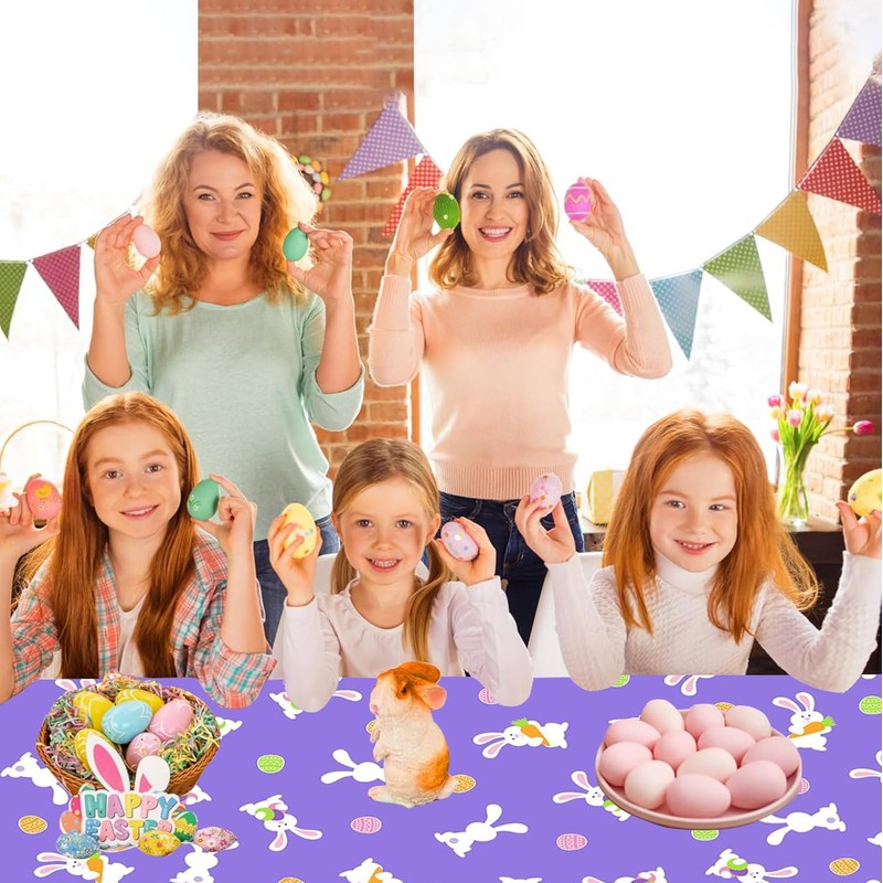 Easter Tablecloth, Easter Bunny Table Covers, Easter Colourful Egg Table,
