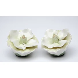 CG 20730 2.5" Painted White Layered Petals Gardenia Salt and Pepper Shakers