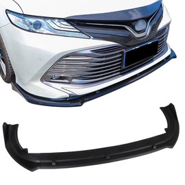 Compatible with 2018-2020 Toyota Camry L/LE/XLE/Hybrid LE/Hybrid XLE Model Only, V2 Style Matte Black Primer Front Bumper Lip 3 Pieces PP