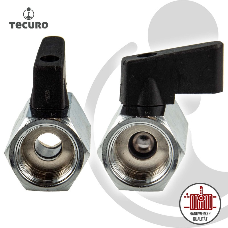 tecuro Mini Ball Valve Internal Thread Rp 1/2 Inch Chrome-Plated