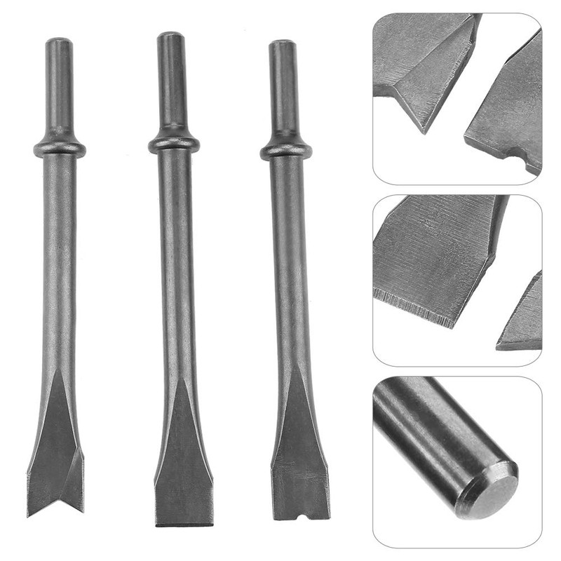 3Pcs Air Hammer Bit, Pneumatic Concrete Breaker Extra Long Round