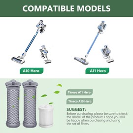 CERO Filter Replacement for Tineco A10/A11 Hero, A10 Vacuum Filter for Tineco Filter Replacement A10/A11 Master PURE ONE S11, PWRHERO11 Snap Cordless Vacuum Cleaner, 2 Pack Pre Filters & 1 Filter