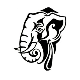 EROSPA® Temporary Tattoo Sheet - Mighty Elephant with Tusks - Black 10.5 x 6.5 cm