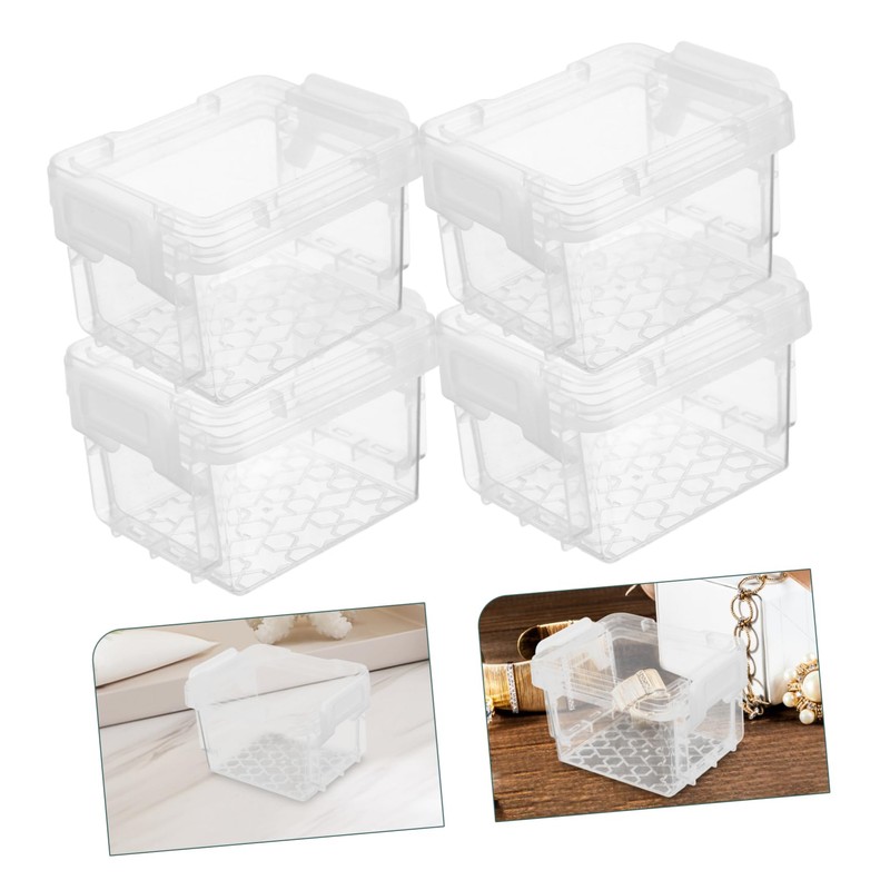 Gatuida 5pcs Clear Stackable Storage Boxes Portable Plastic Organizers for