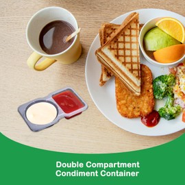 20 Sets Disposable Condiment Container with Lid, Double Compartment Plastic Container for Used for Travel Size Condiments, Snack, Dipping Sauce