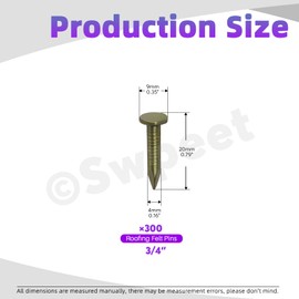 Swpeet 300Pcs 3/4 Inch High Quality Steel Roofing Felt Lacquered Nails, Roofing Felt Lacquered Nails Used to Fasten Roofing Felt, Asphalt Shingles and Insulation Board