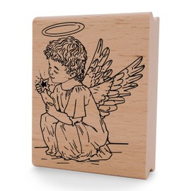 Newstamps Angel Seraphim Rubber Stamp for Cards and Gifts, Wooden Stamp for Christmas, Christmas Card, Advent, Scrapbook, Textile Stamp, Decoration, Friends