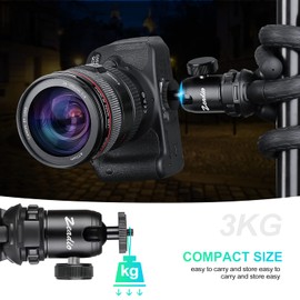 Zeadio Tripod Mini Ball Head, Metal Mount Adapter with 1/4" and 3/8" Thread Hole for Cameras, Camcorder, DSLR, Monopod, Slider, Tripod, Selfie Stick etc