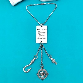 Valentines Gifts Hanging Ornament for Boyfriend Fiance Husband You are The Greatest Catch of My Life Car Mirror Hanging Accessories for Men Anniversary Christmas Birthday Gift