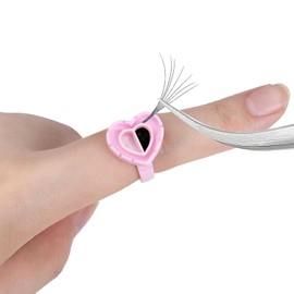 Studio Limited Eyelash Extension Glue Ring (100 PCS) Disposable Heart Shape Glue Cups Holder for Smart Lash Fans and Blossoms in Pink Lash Extension Supplies for Volume Lashes Lovely Disposable Rings